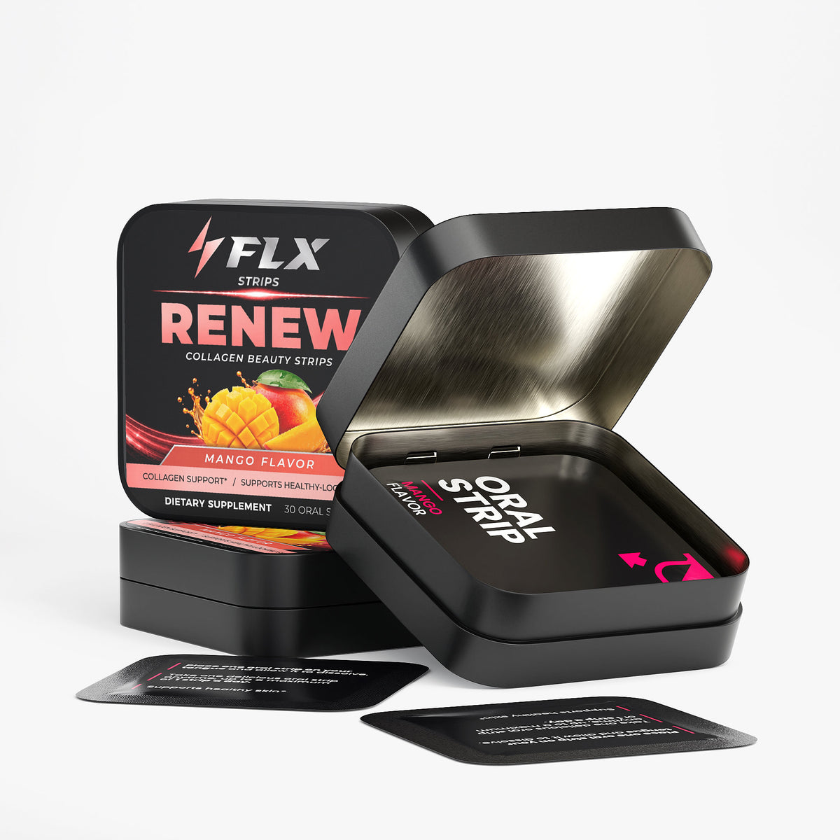 FLXStrips RENEW 30-strip tin, back of pack